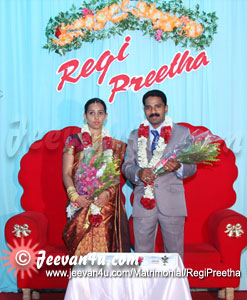 Regi Preetha Wedding Reception Stage Photos